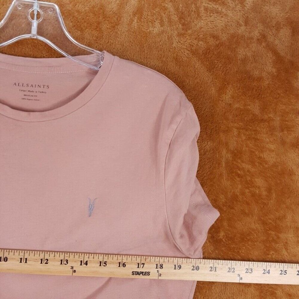 ALLSAINTS Mens Shirt Large Pink Pullover Crew Embroidered Logo Tee - Picture 6 of 8